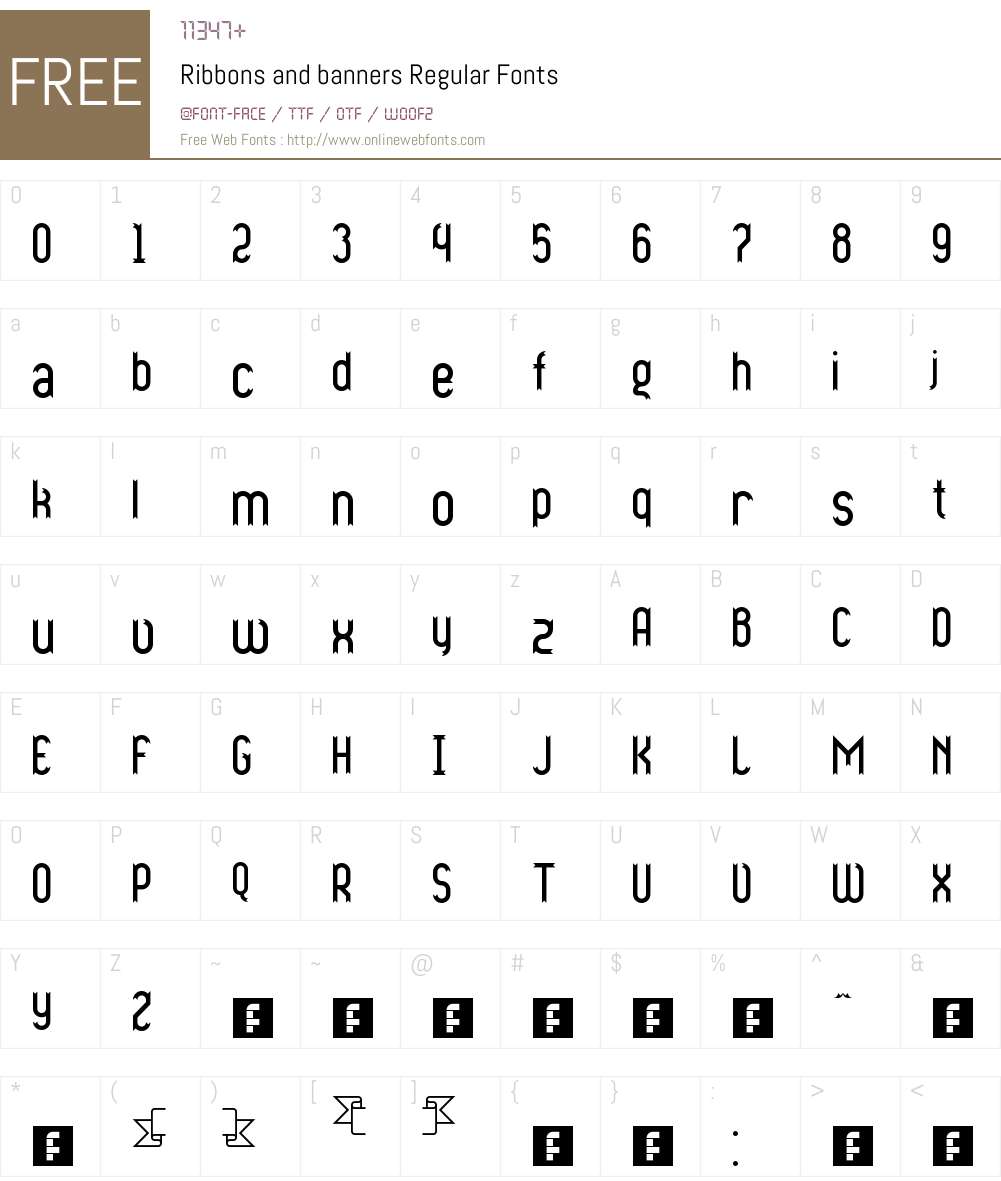 Ribbons and banners Font Screenshots