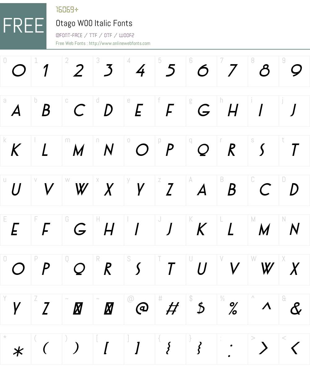 OtagoW00-Italic Font Screenshots