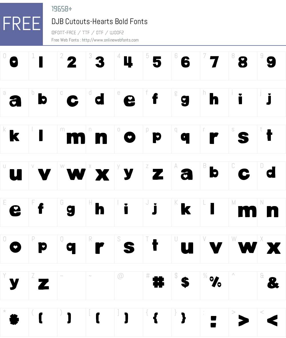 DJB Cutouts-Hearts Font Screenshots