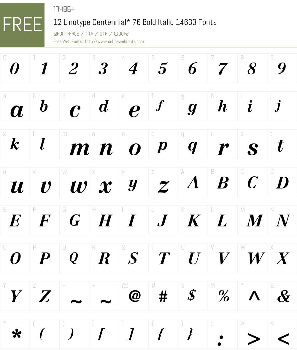 Centennial Font Screenshots