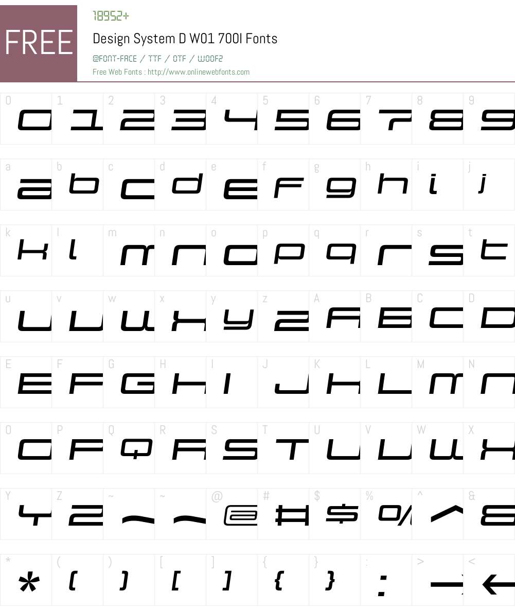 DesignSystemDW01-700I Font Screenshots