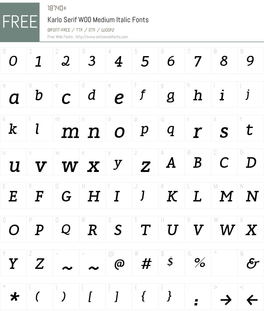 Karlo Serif Font Screenshots
