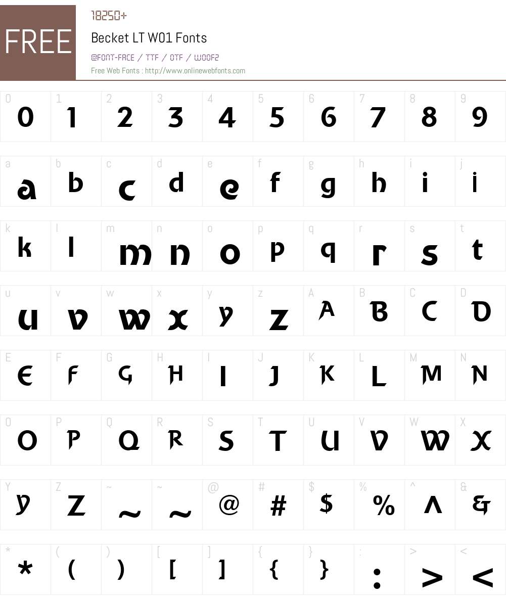 BecketLTW01 Font Screenshots