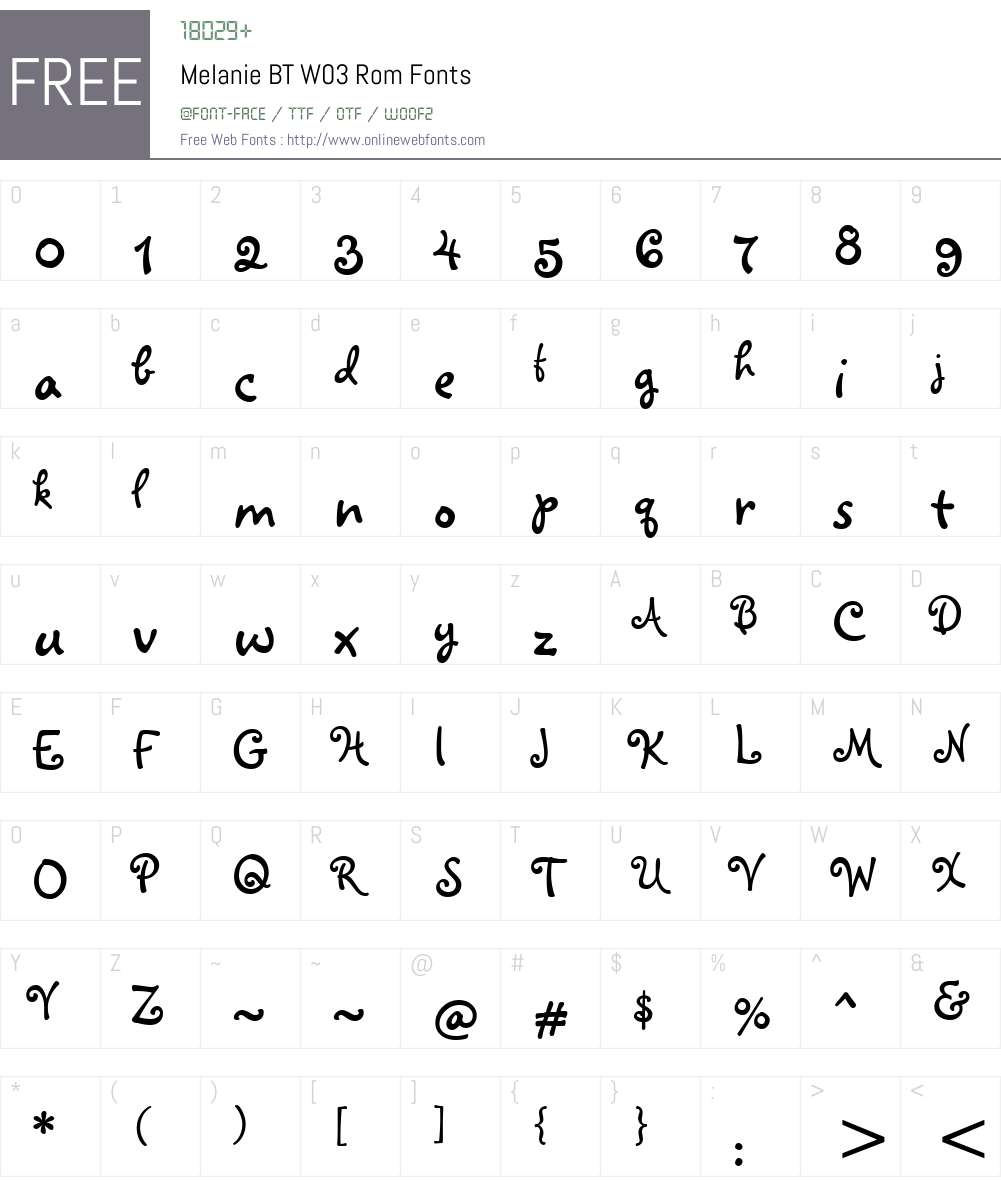 Melanie BT Font Screenshots
