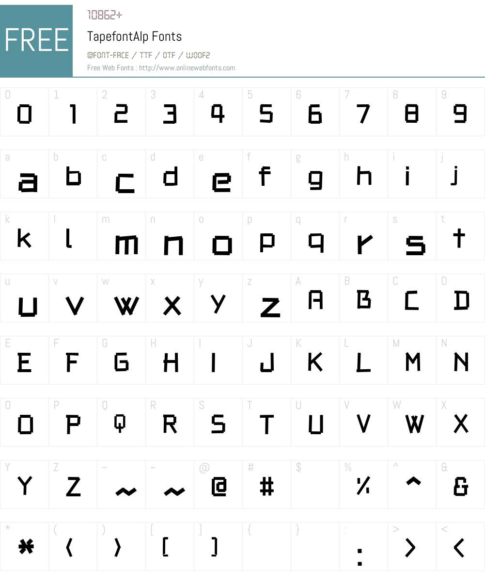 TapefontAlp Font Screenshots