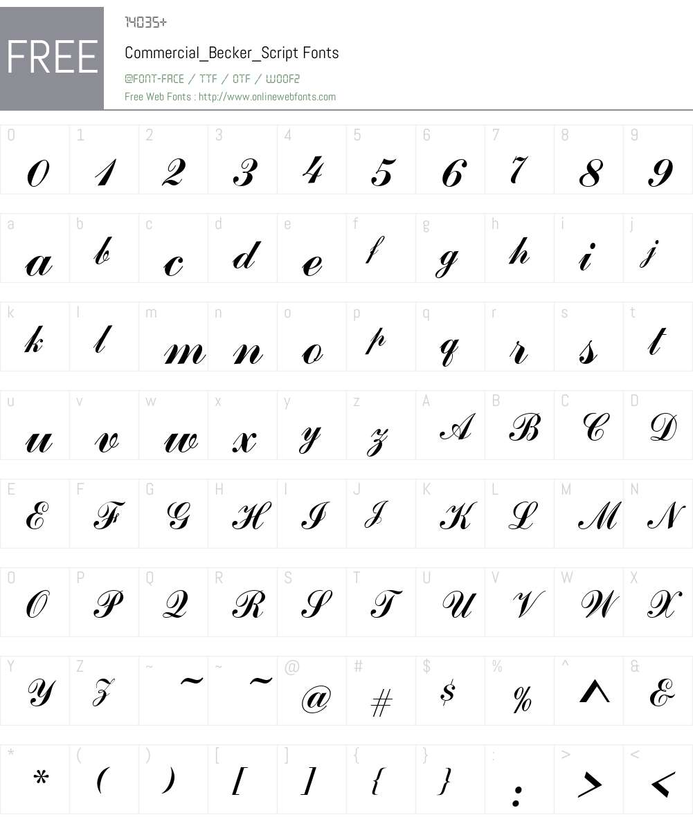 Commercial Becker Script Font Screenshots