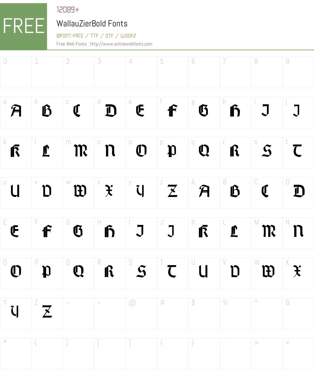Wallau Zier Font Screenshots