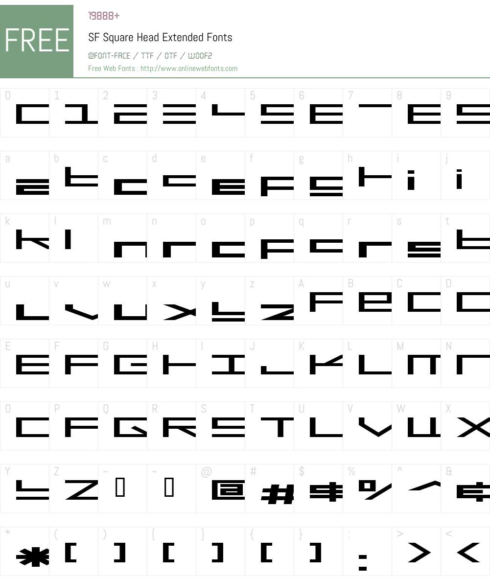 SF Square Head Extended Font Screenshots