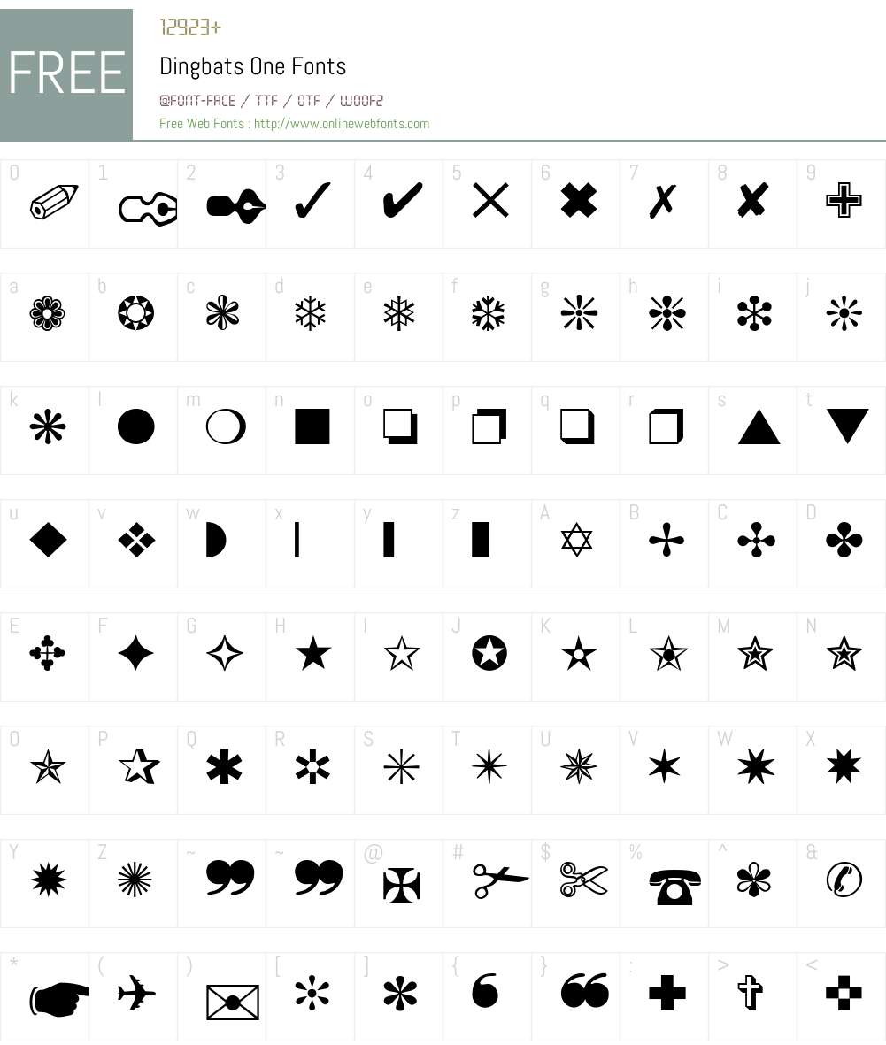 Dingbats One Font Screenshots