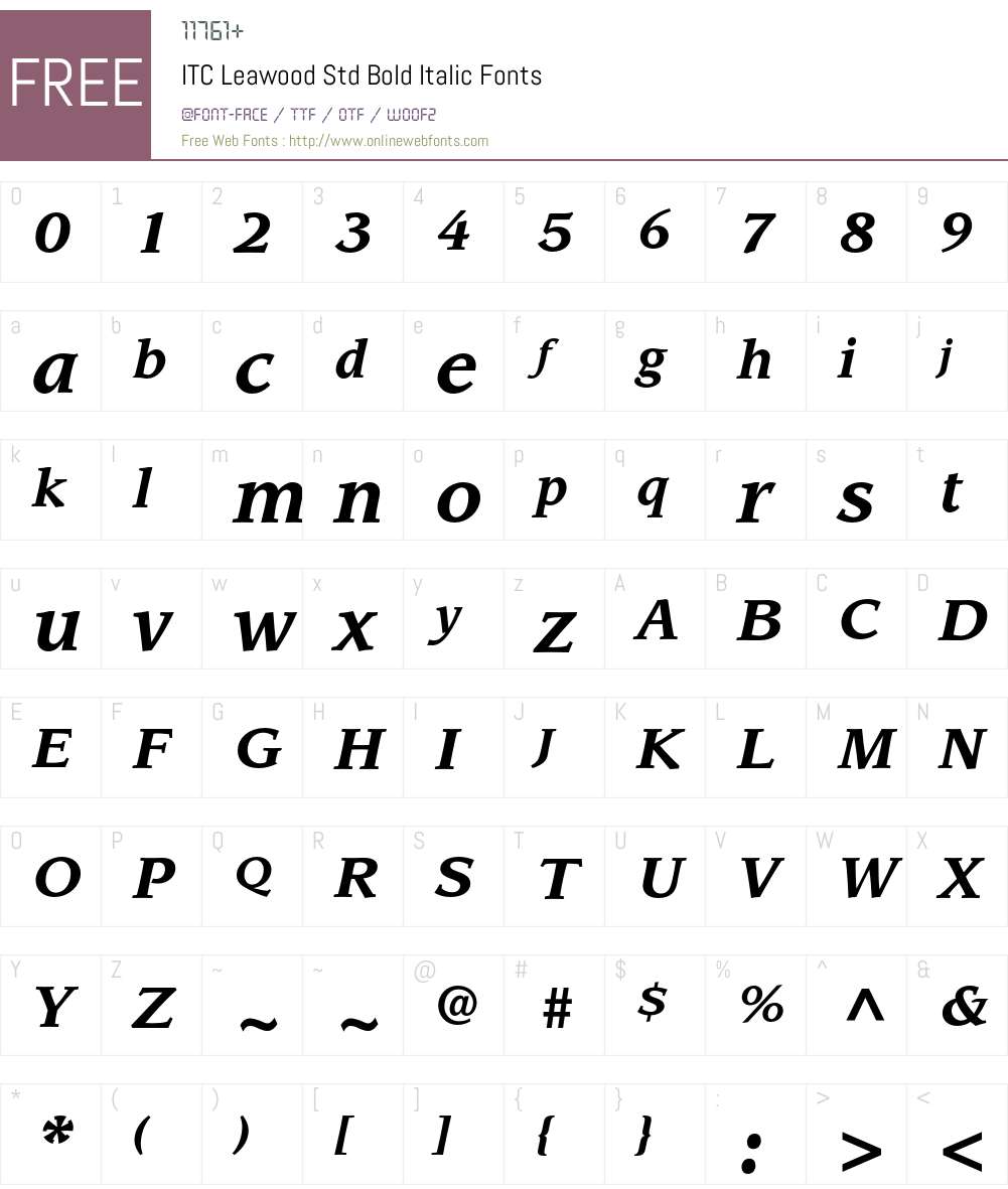ITC Leawood Std Font Screenshots