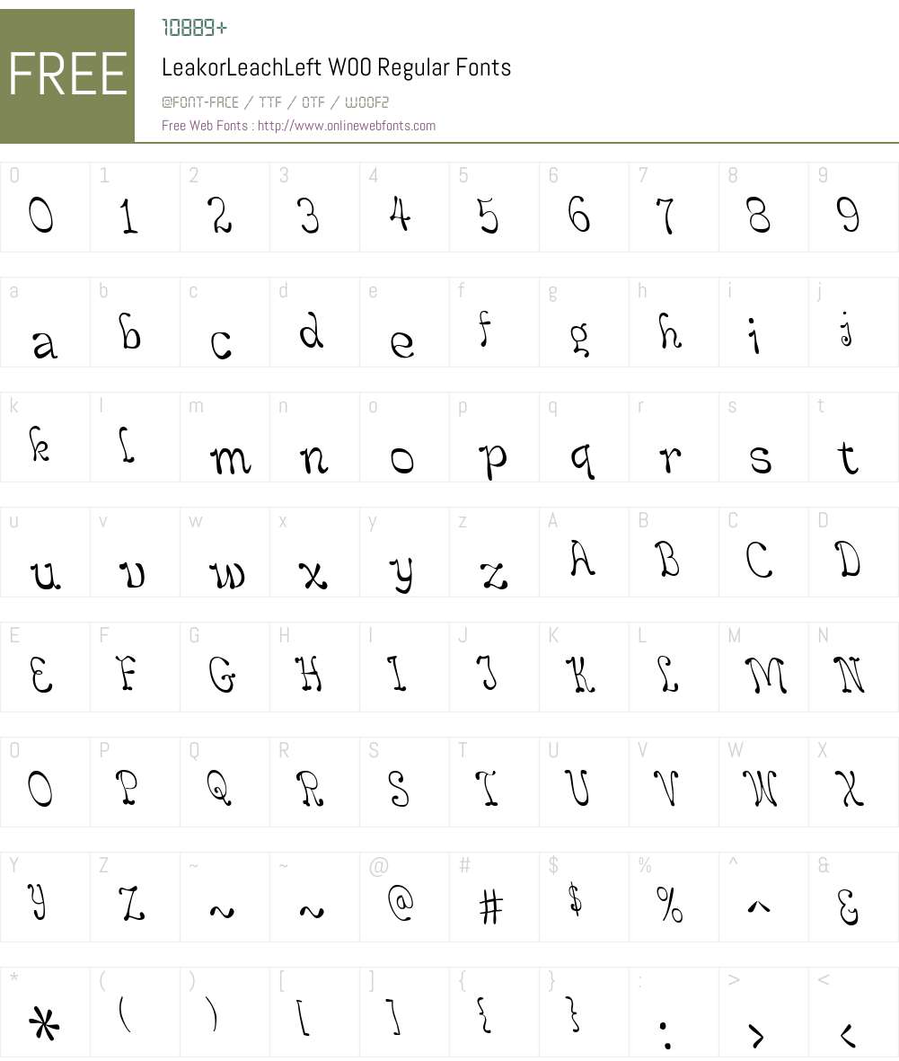 LeakorLeachLeftW00-Regular Font Screenshots