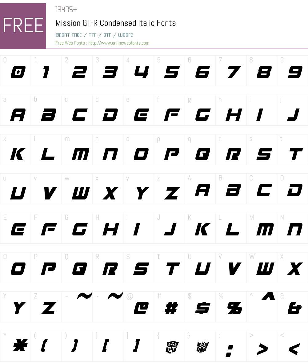 Mission GT-R Condensed Font Screenshots