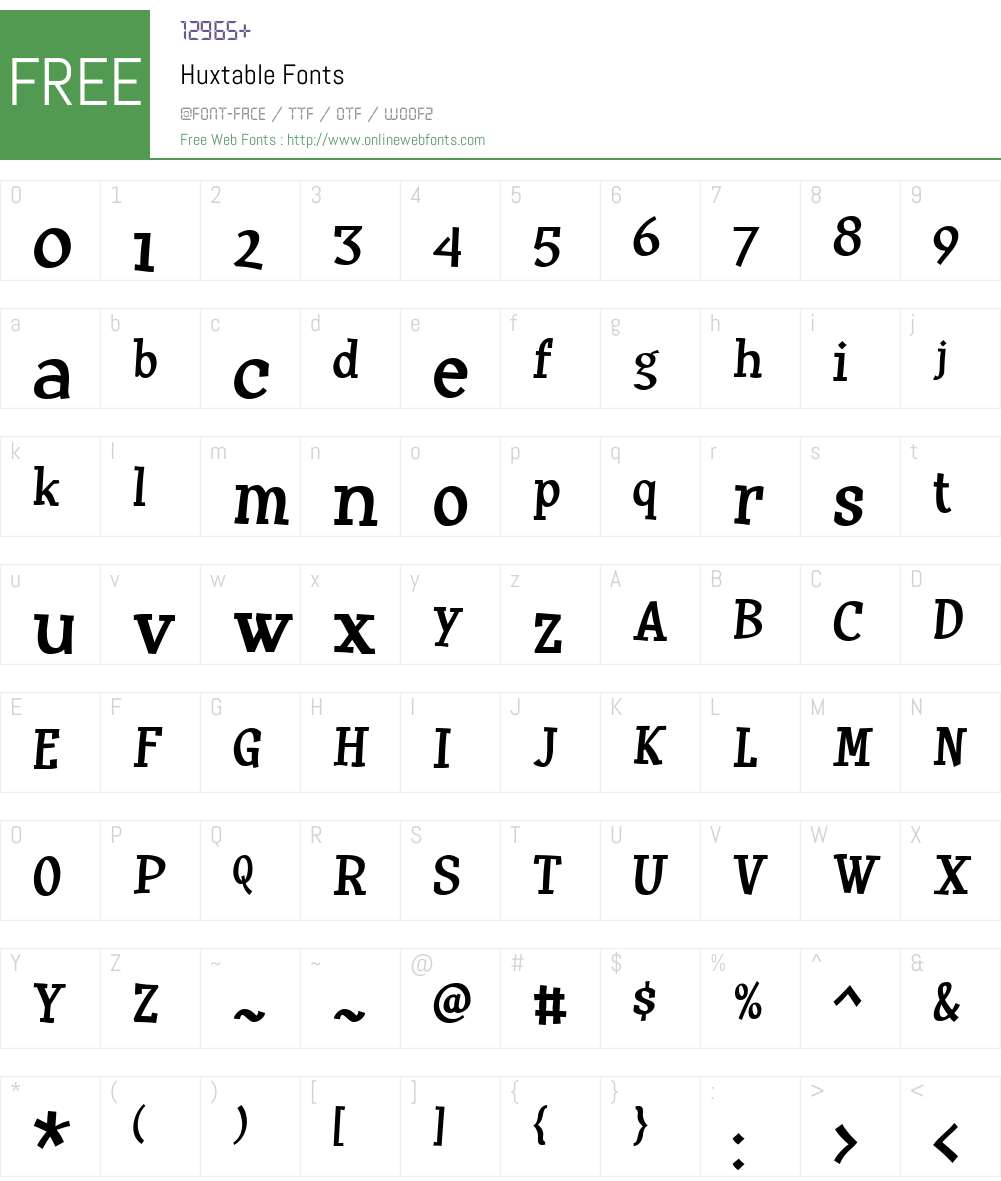 Huxtable Font Screenshots