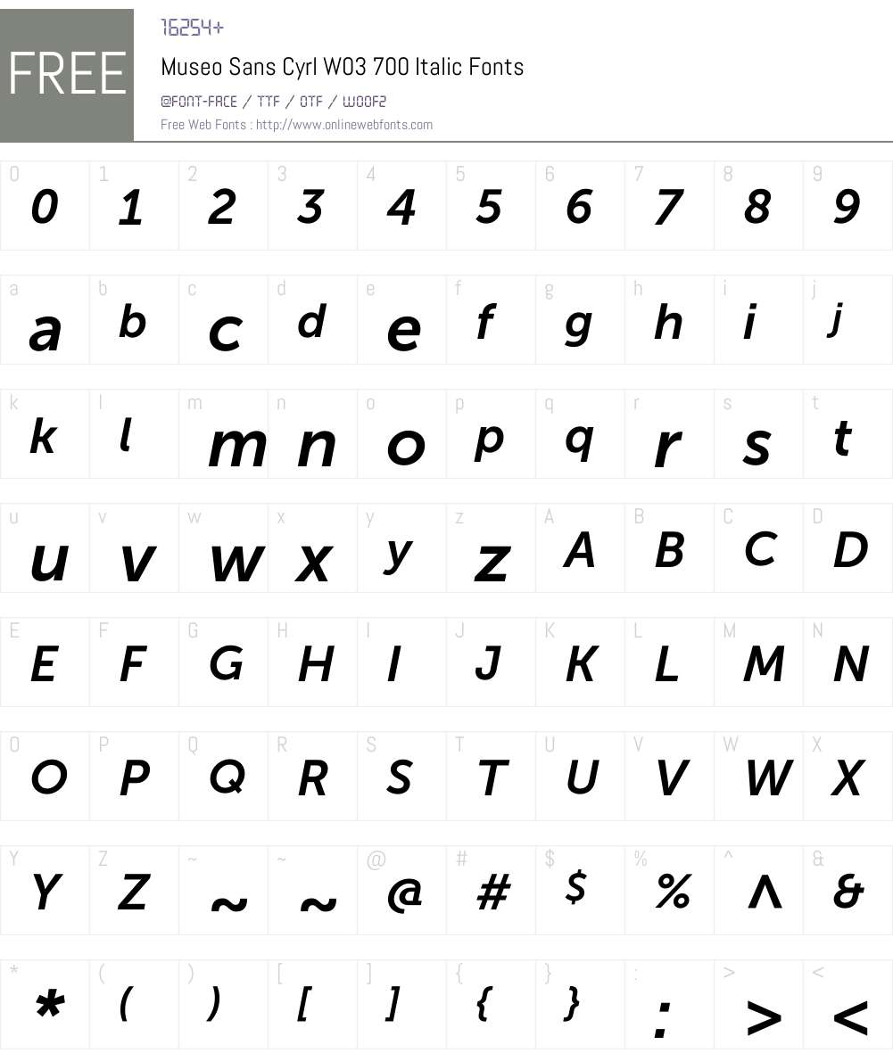 MuseoSansCyrlW03-700Italic Font Screenshots