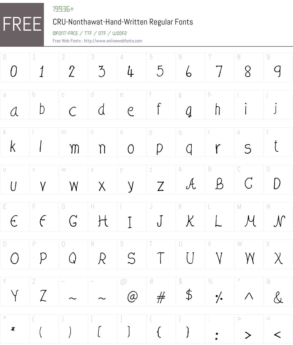 CRU-Nonthawat-Hand-Written Regu Font Screenshots