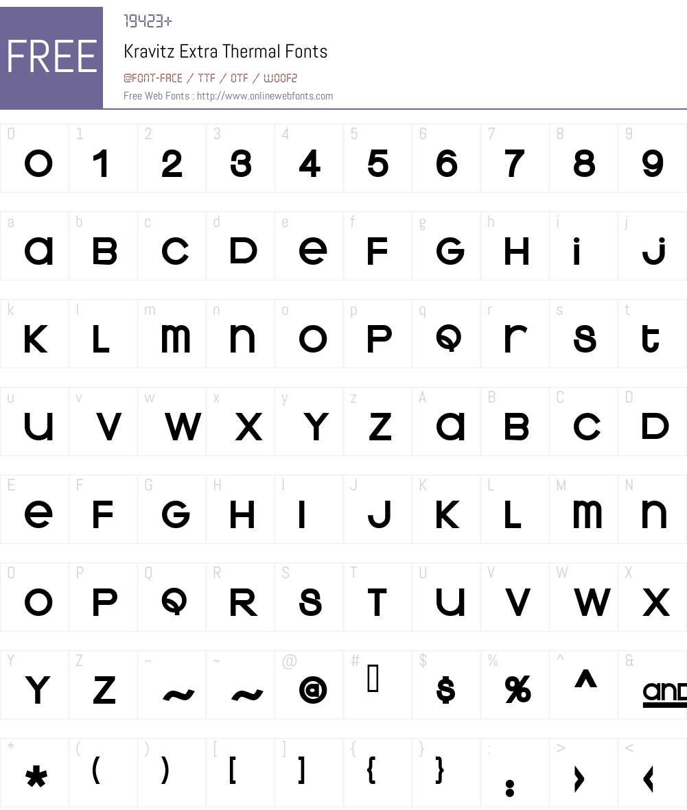 Kravitz Extra Thermal Font Screenshots