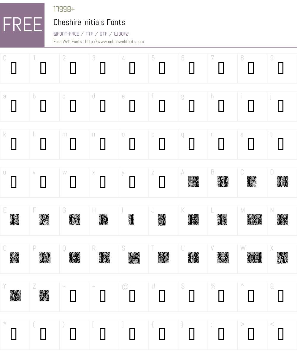 Cheshire Initials Font Screenshots