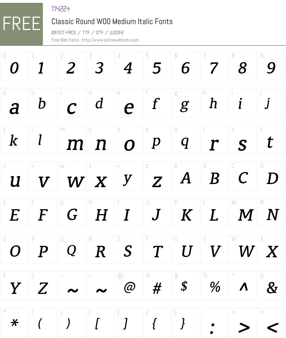 ClassicRoundW00-MediumIt Font Screenshots