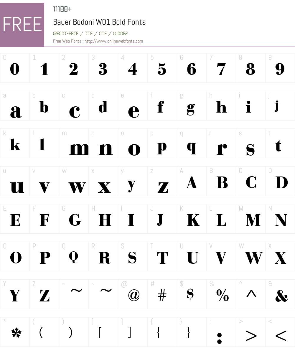 BauerBodoniW01-Bold Font Screenshots