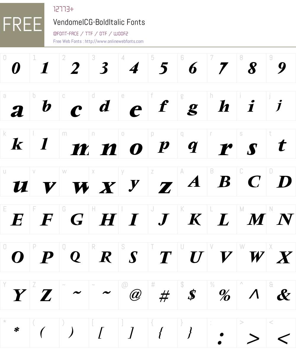 VendomeICG Font Screenshots
