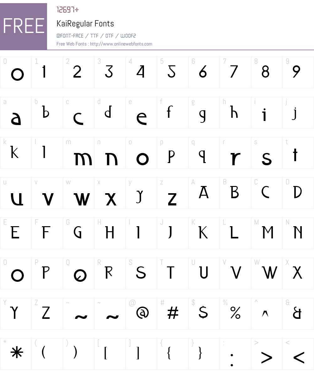 KaiW00-Reg Font Screenshots