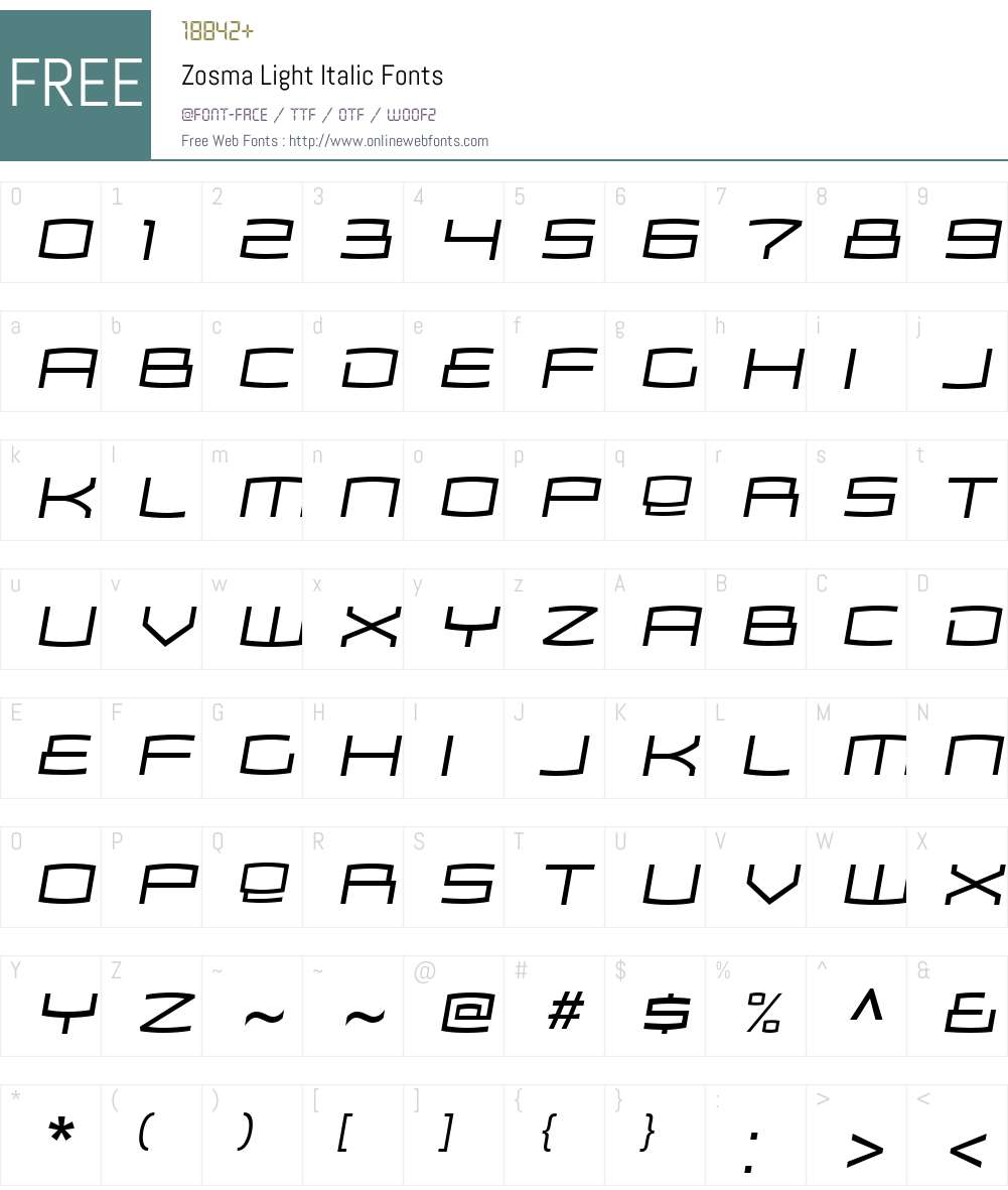 Zosma Light Font Screenshots