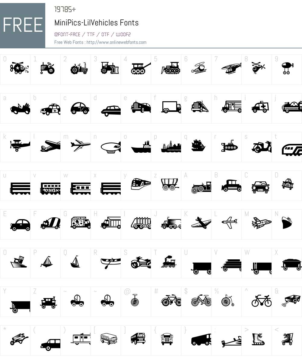 MiniPics Font Screenshots
