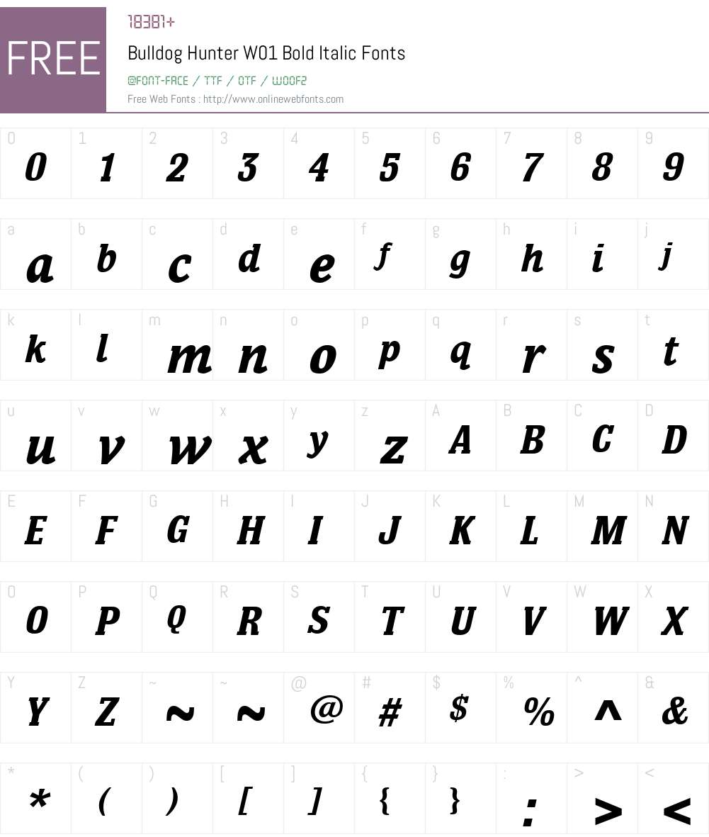 BulldogHunterW01-BoldItalic Font Screenshots