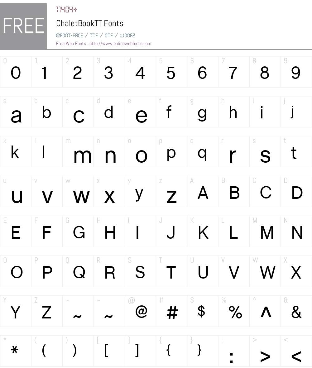 ChaletBookTT Font Screenshots