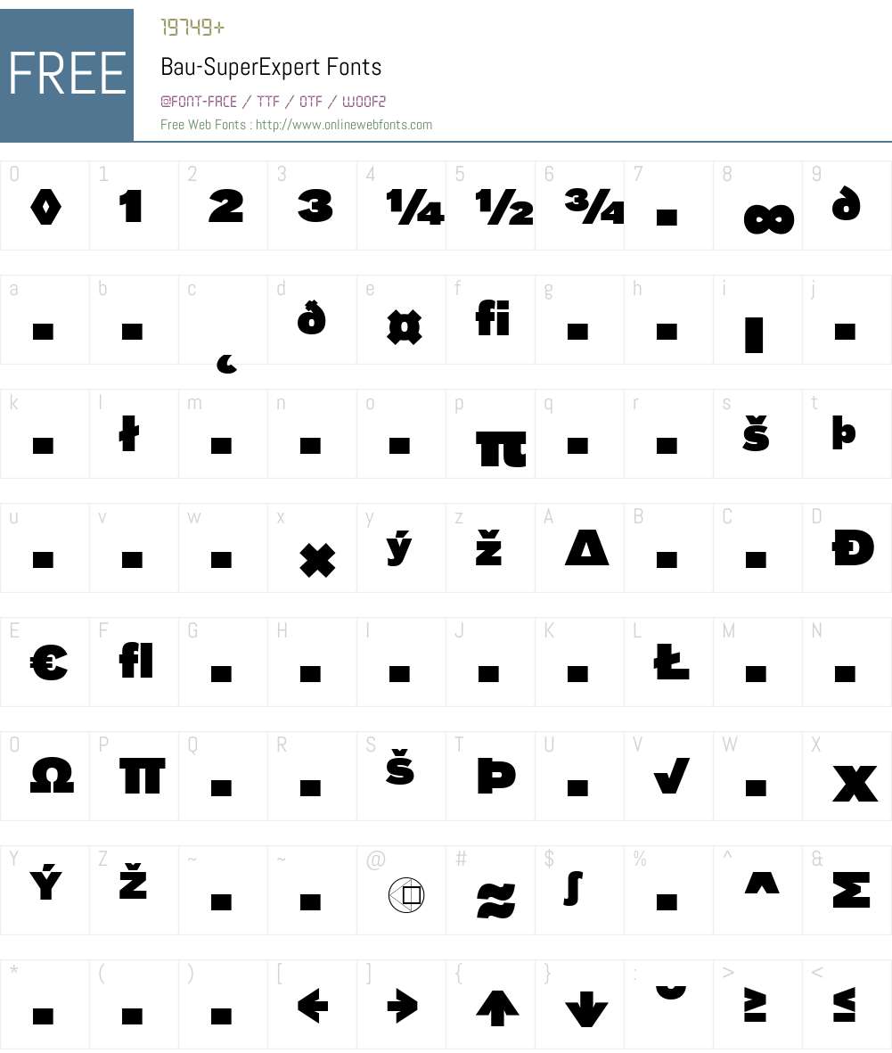 Bau-SuperExpert Font Screenshots