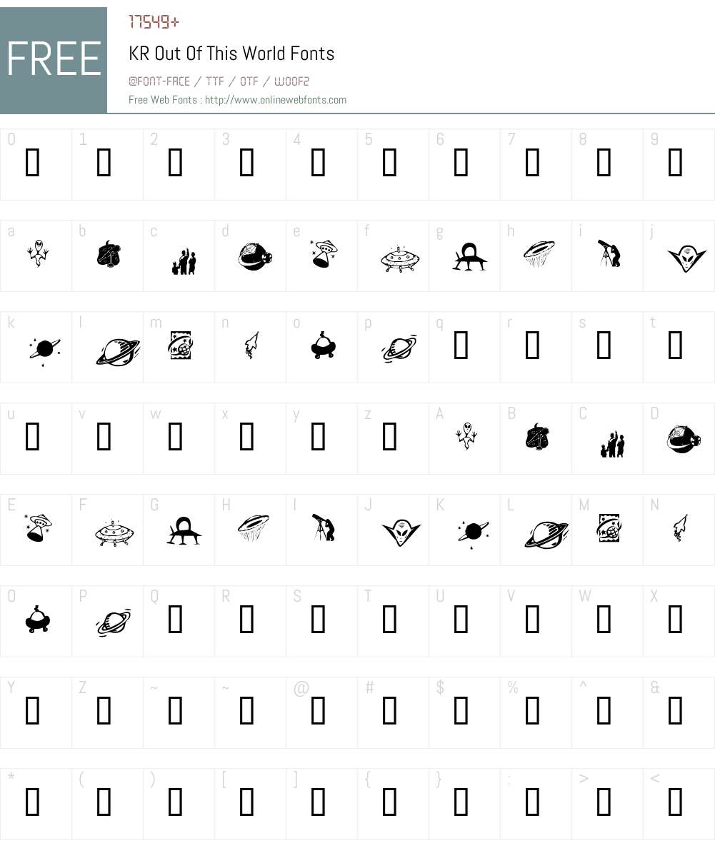 KR Out Of This World Font Screenshots