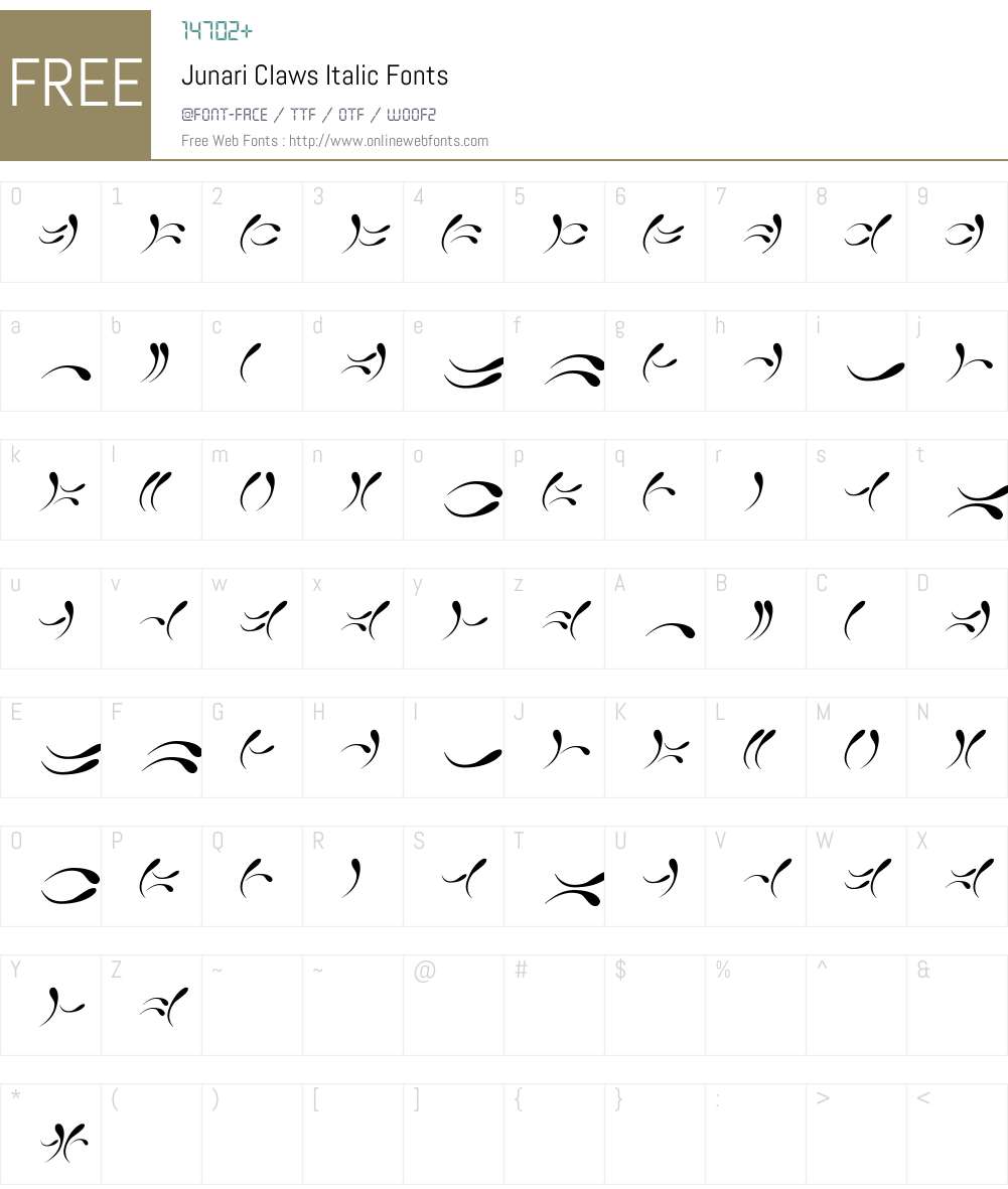 Junari Claws Italic Font Screenshots