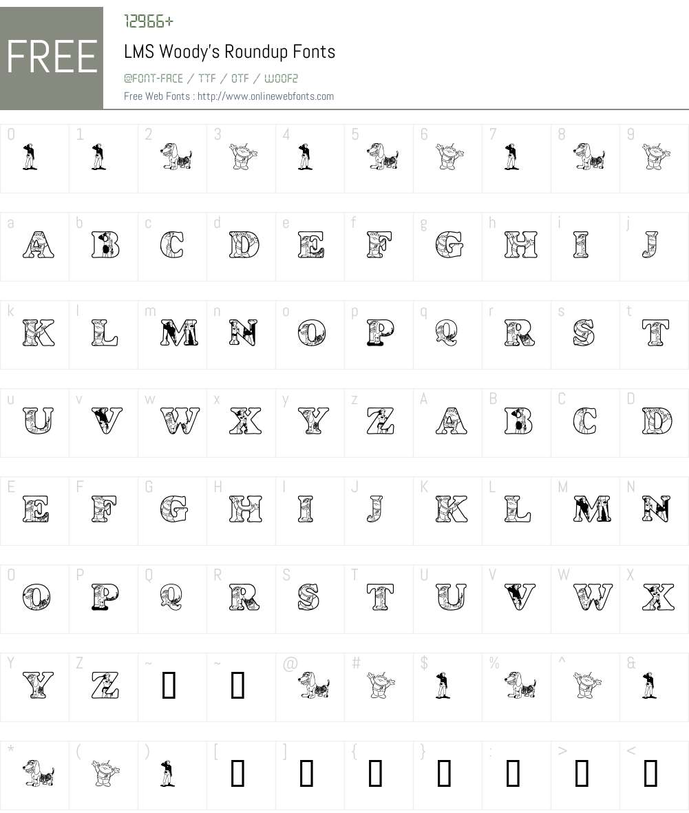 LMS Woody's Roundup Font Screenshots