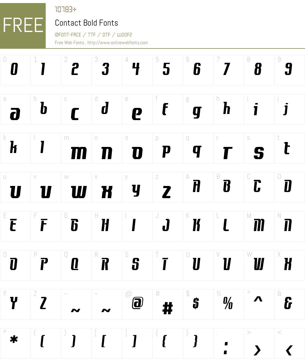 Contact Font Screenshots