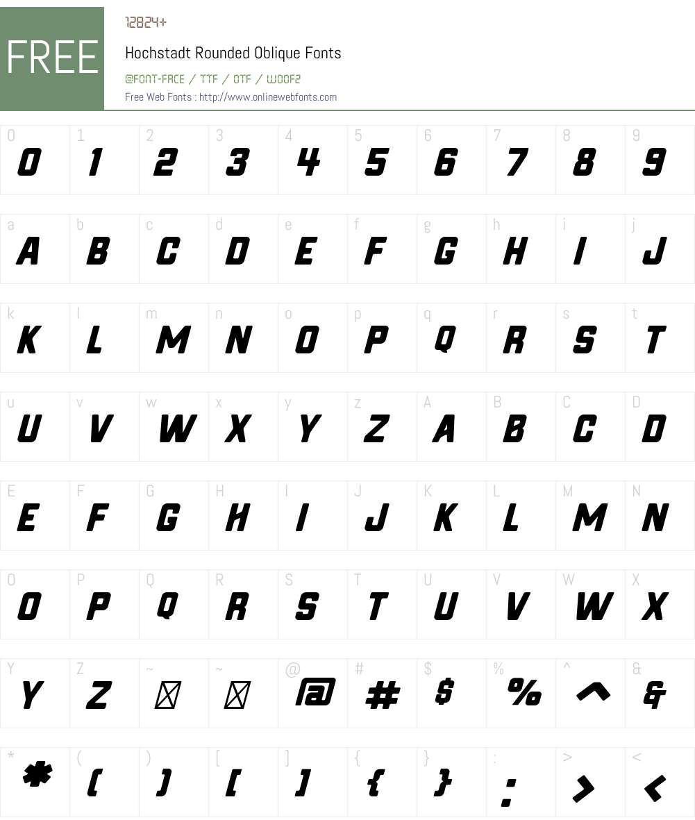 Hochstadt Rounded Oblique Font Screenshots
