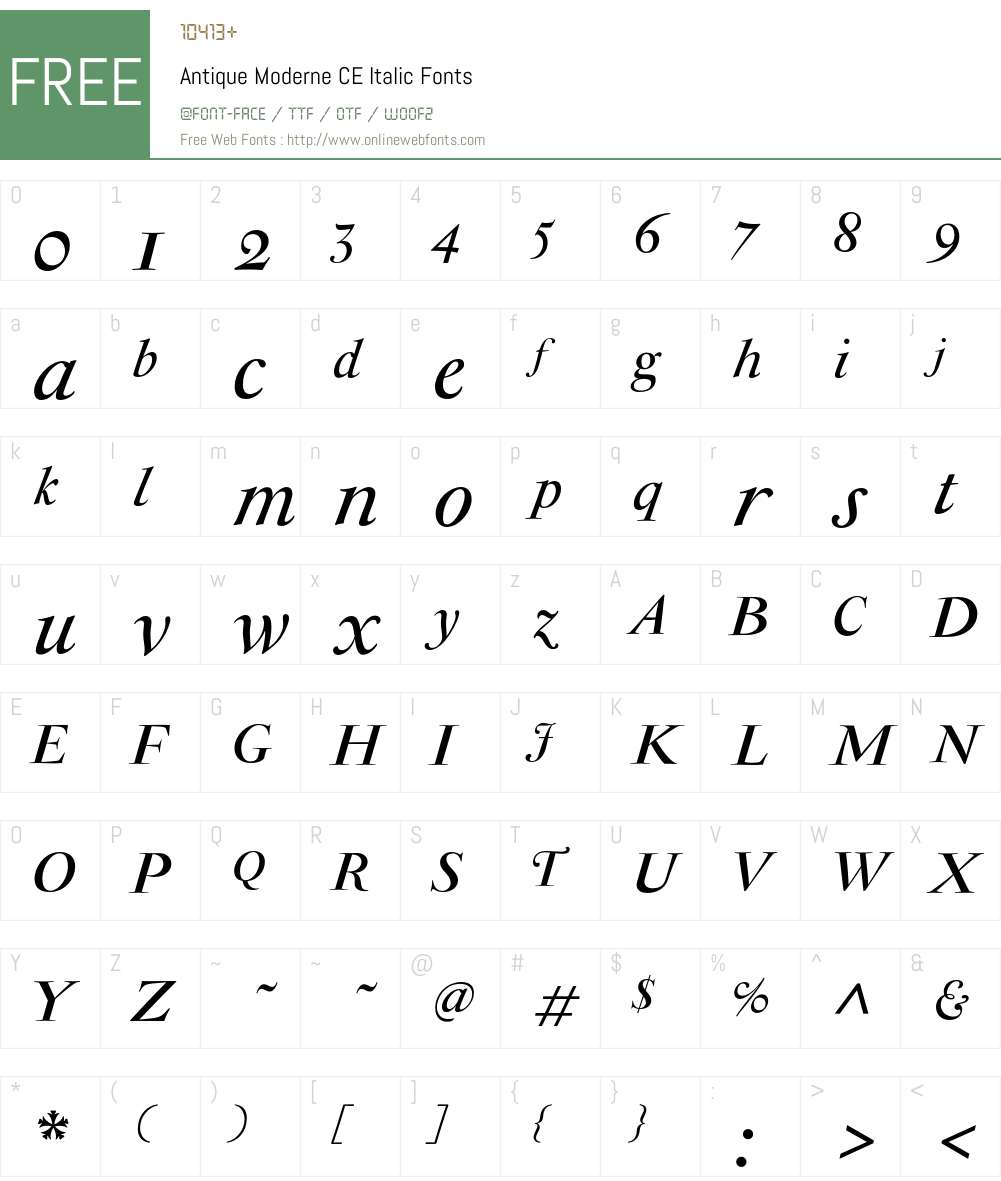 Antique Moderne CE Font Screenshots