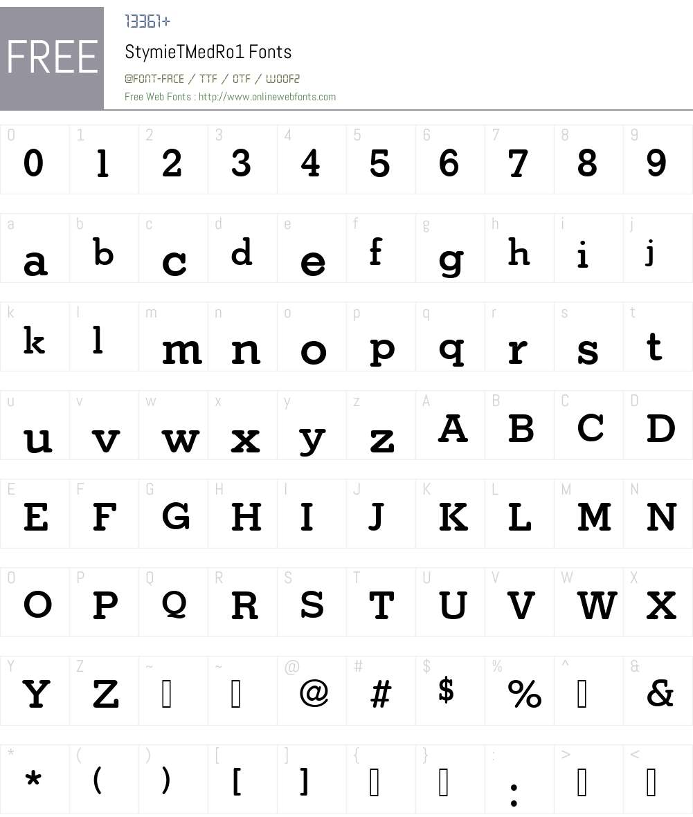 StymieTMedRo1 Font Screenshots