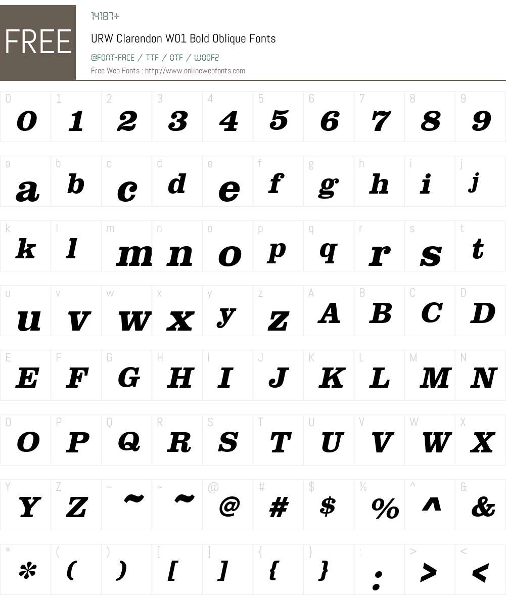 URWClarendonW01-BoldOblique Font Screenshots