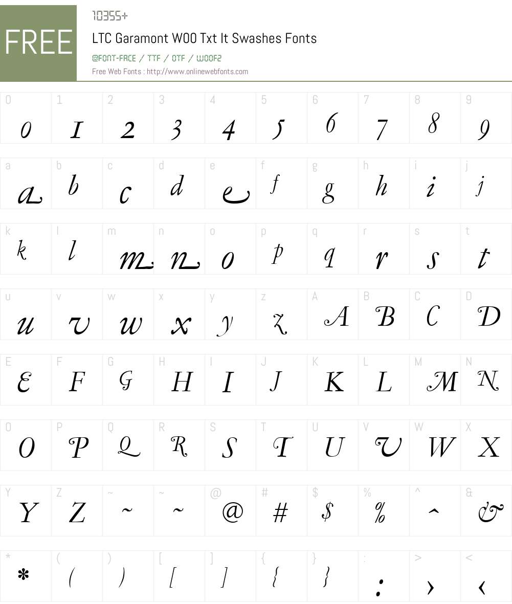 LTCGaramontW00-TxtItSwashes Font Screenshots