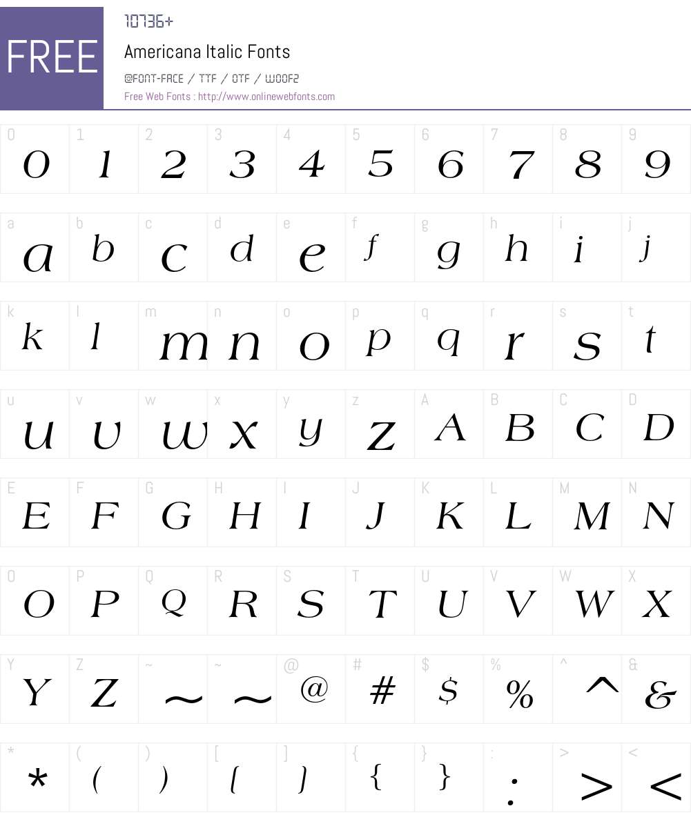 Americana Font Screenshots