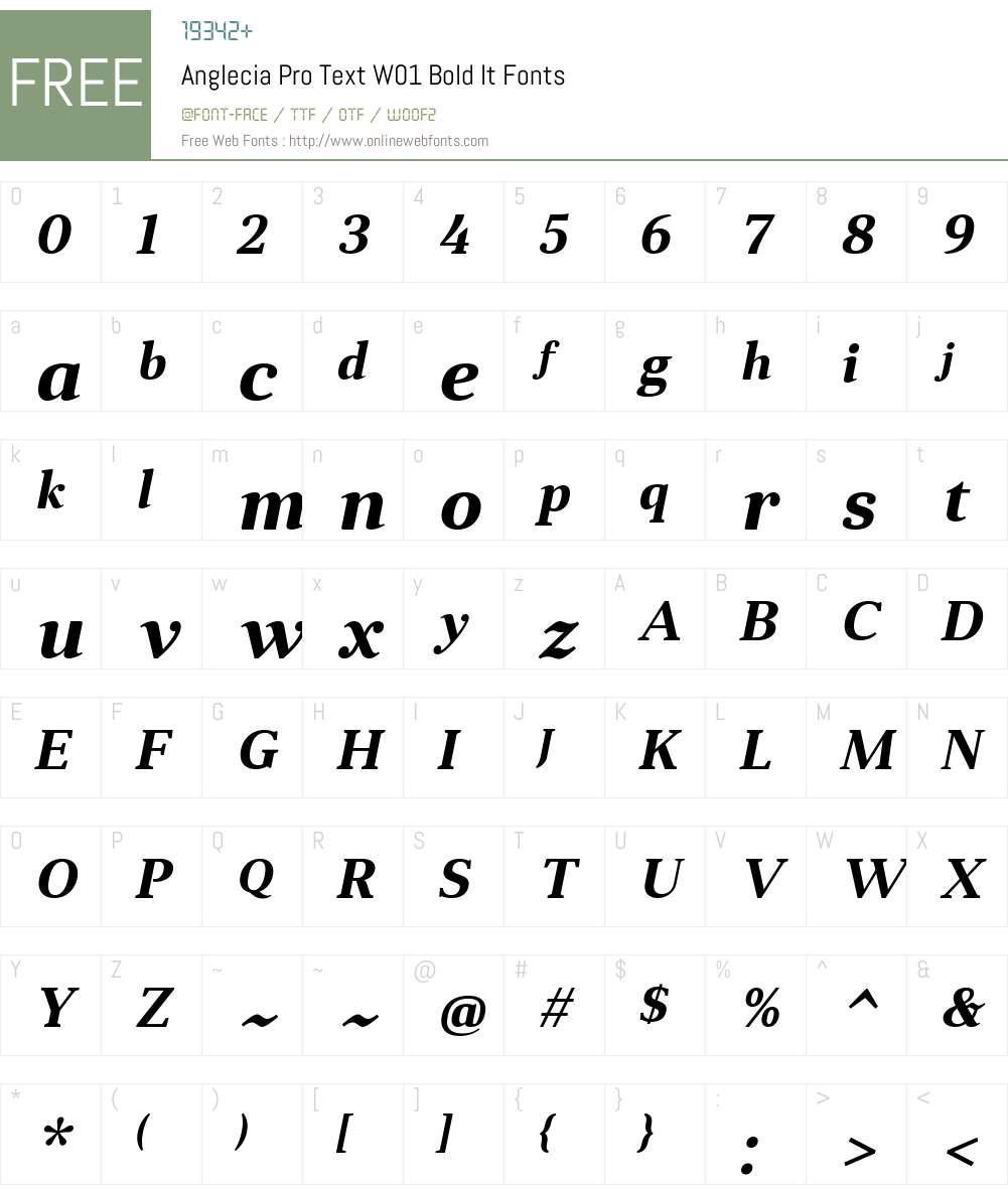 AngleciaProTextW01-BoldIt Font Screenshots