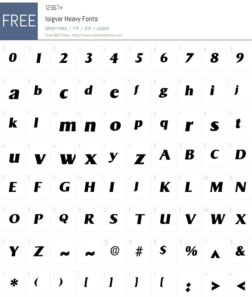 Isigvar Font Screenshots