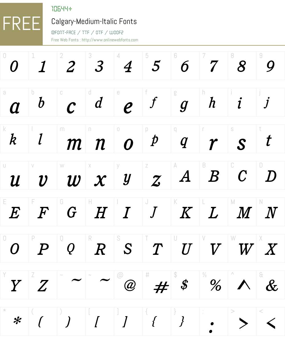 Calgary-Medium Font Screenshots