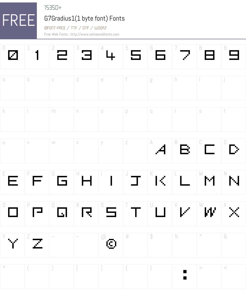 G7Gradius1(1 byte font) Font Screenshots
