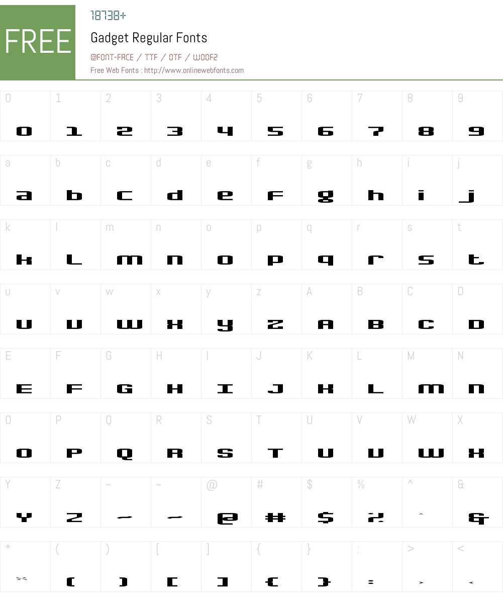 Gadget Font Screenshots