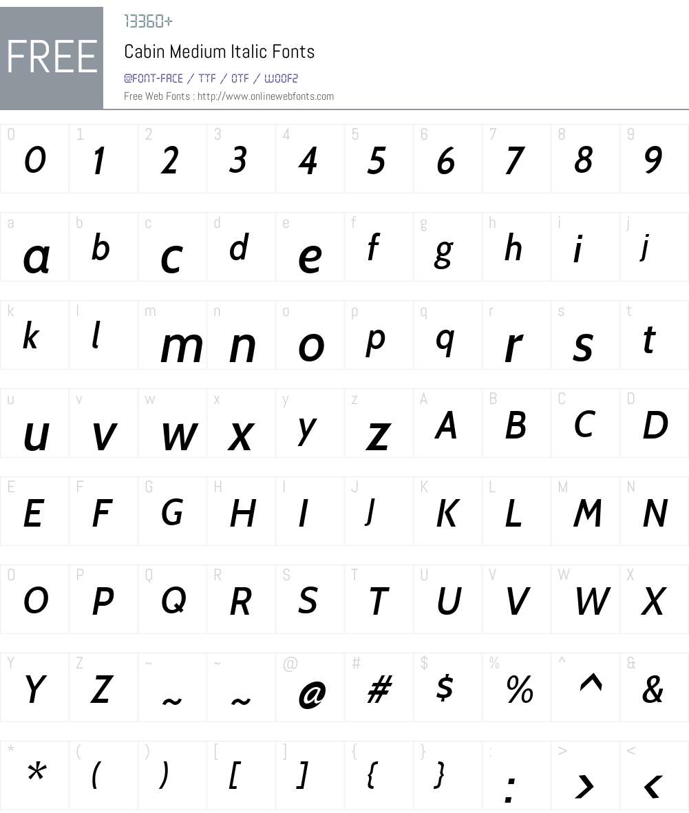 Cabin Font Screenshots