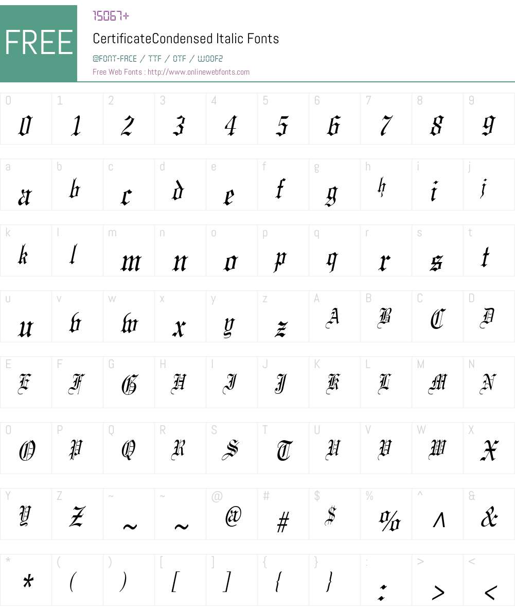 CertificateCondensed Font Screenshots