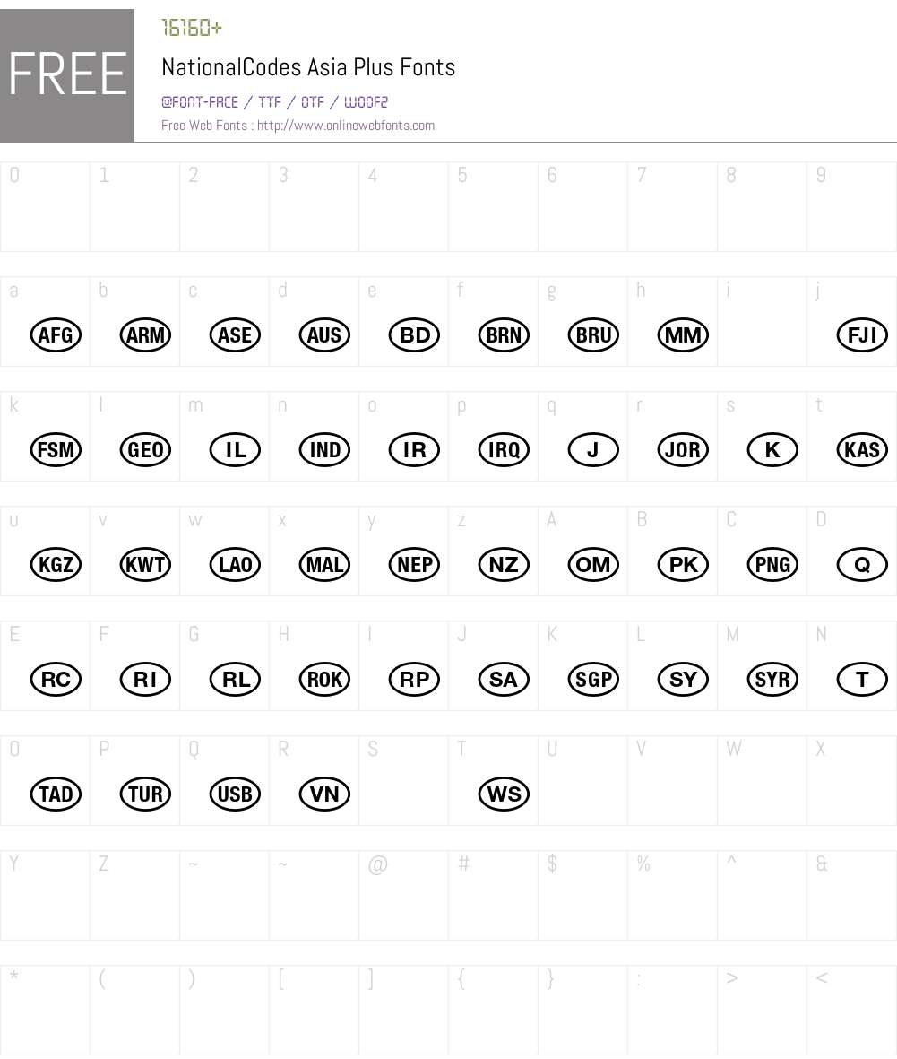 NationalCodes Font Screenshots