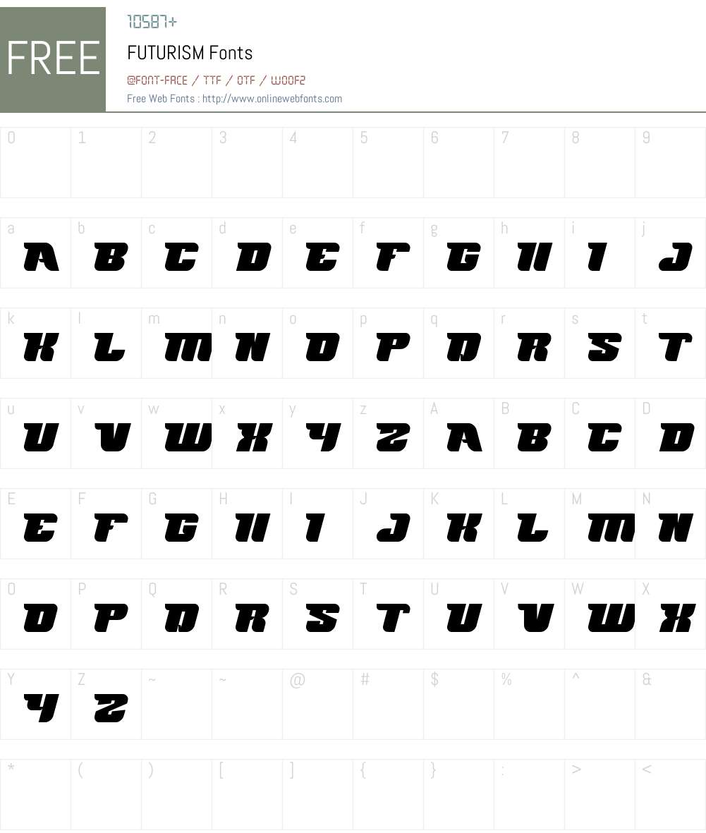 FUTURISM Font Screenshots