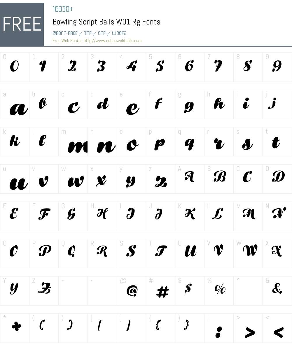 BowlingScriptBallsW01-Rg Font Screenshots